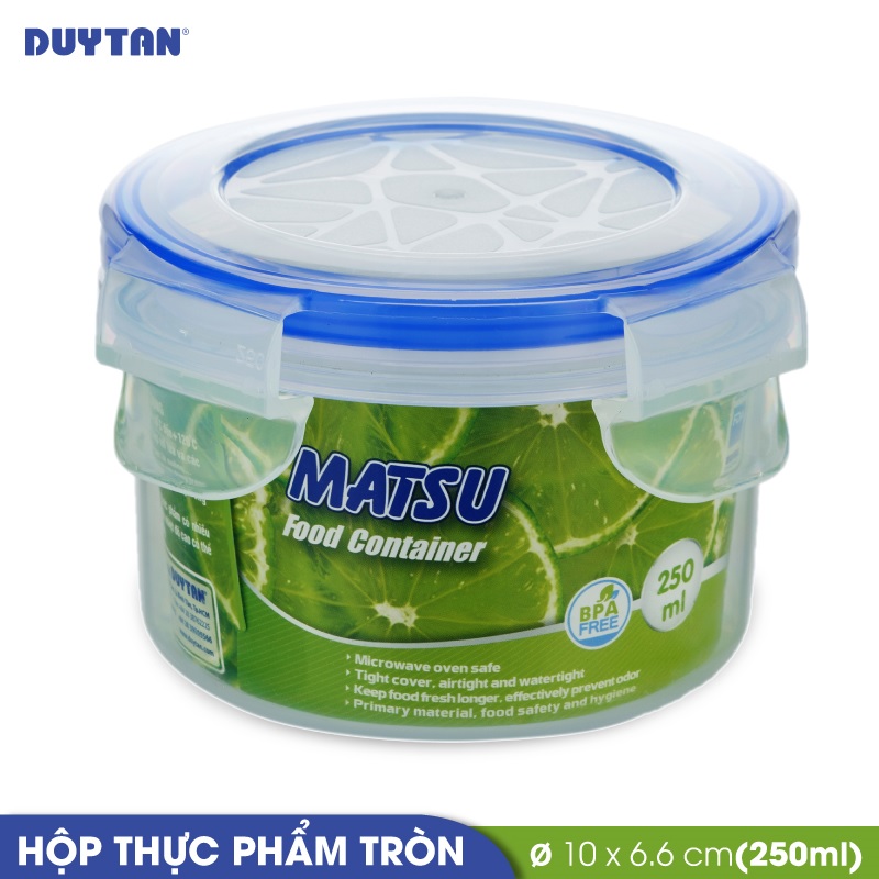Hộp đựng thực phẩm tròn nhựa DUY TÂN Matsu 250ml (10 x 10 x 6.6 cm) - 03383