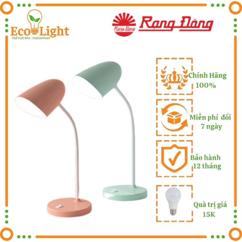 [BH 12 Tháng + Quà 15K] Đèn học để bàn Rạng Đông Ecolight RD-RL-38 đèn Led 6W bảo vệ thị lực, chống cận thị, mỏi mắt Tặng bóng 3W, tiết kiệm điện năng
