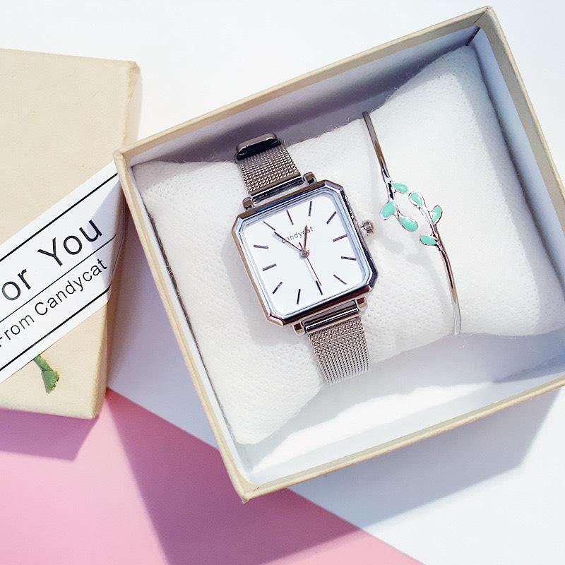 ĐỒNG HỒ NỮ CANDYCAT DÂY NHUYỄN MẶT VUÔNG HOT TREND SIÊU ĐẸP