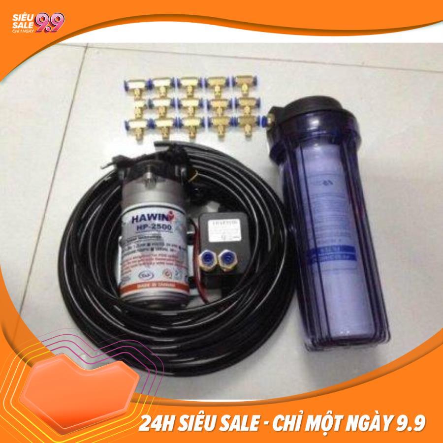 Bộ phun sương làm mát Đài Loan Hawin 2600 Bộ 15 vòi phun đế đồng cốc lọc rác 25M dây hoàn chỉnh