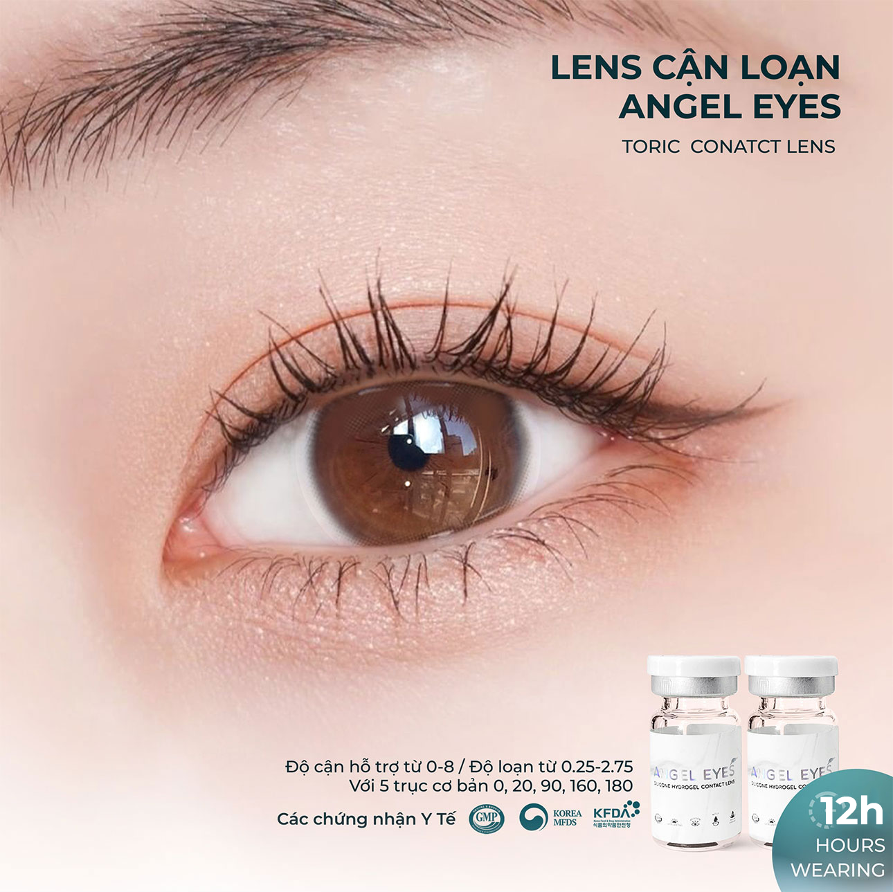20% đơn 199k tối đa 99k- Nhập mã LAZSOCIAL10 Lens cận loạn thị Angel Eyes - Độ cận 0 - 8.00 độ - Độ loạn từ 0.75 đến 2.75 độ - 5 trục cơ bản 0, 20, 90, 160, 180 (Kính áp tròng trong suốt cận loạn | Lens trong suốt loạn)