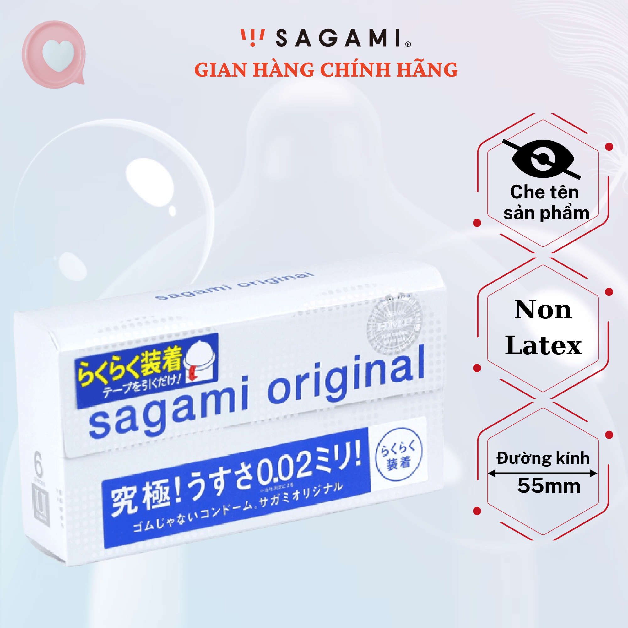 Bao cao su Sagami Original 0.02 Quick (hộp 6 chiếc) - baocao su- Non latex siêu mỏng
