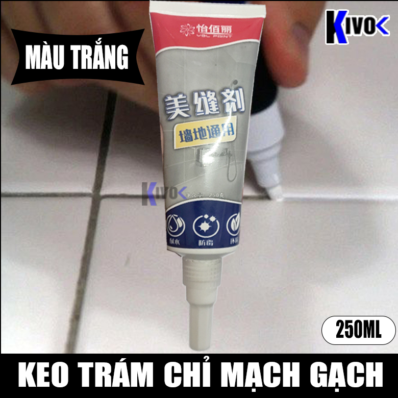 Chai Keo Trám Chỉ Gạch Màu Trắng 250ML - Keo Chà Ron - Keo Dán Đa Năng Trám Mạch Gạch - Kivo