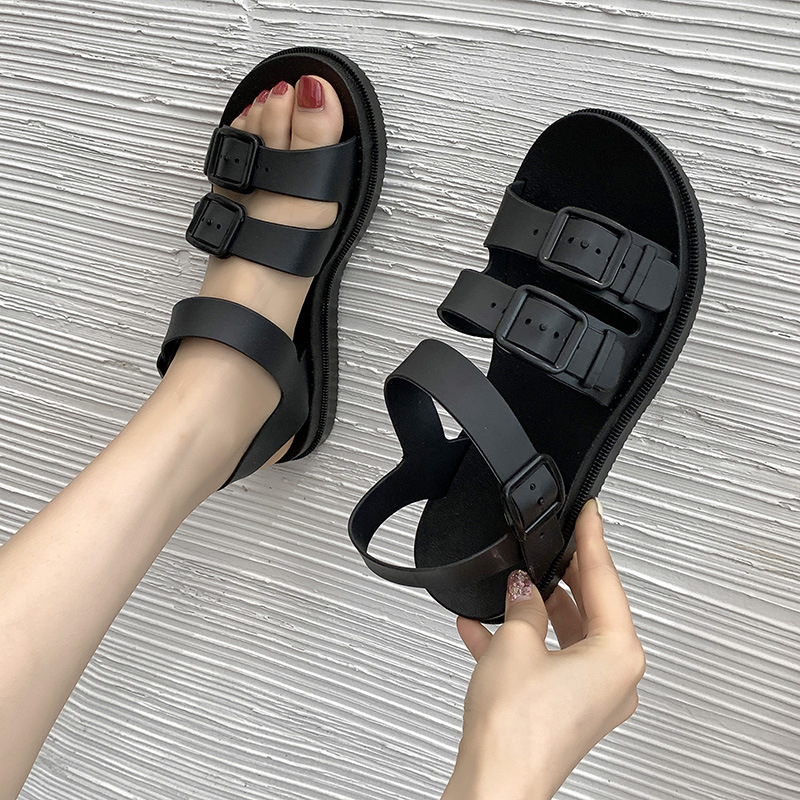 Giày đi học nữ giày Sandal quai ngang nhự dẻo cao cấp ngọt ngào, Giày Sandal nữ đi học 3 khóa quai hậu phong cách nữ sinh Hàn Quốc