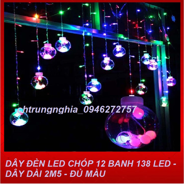 Dây đèn led bubble ball 12 banh 138 led - dây dài 2m5 - đủ màu