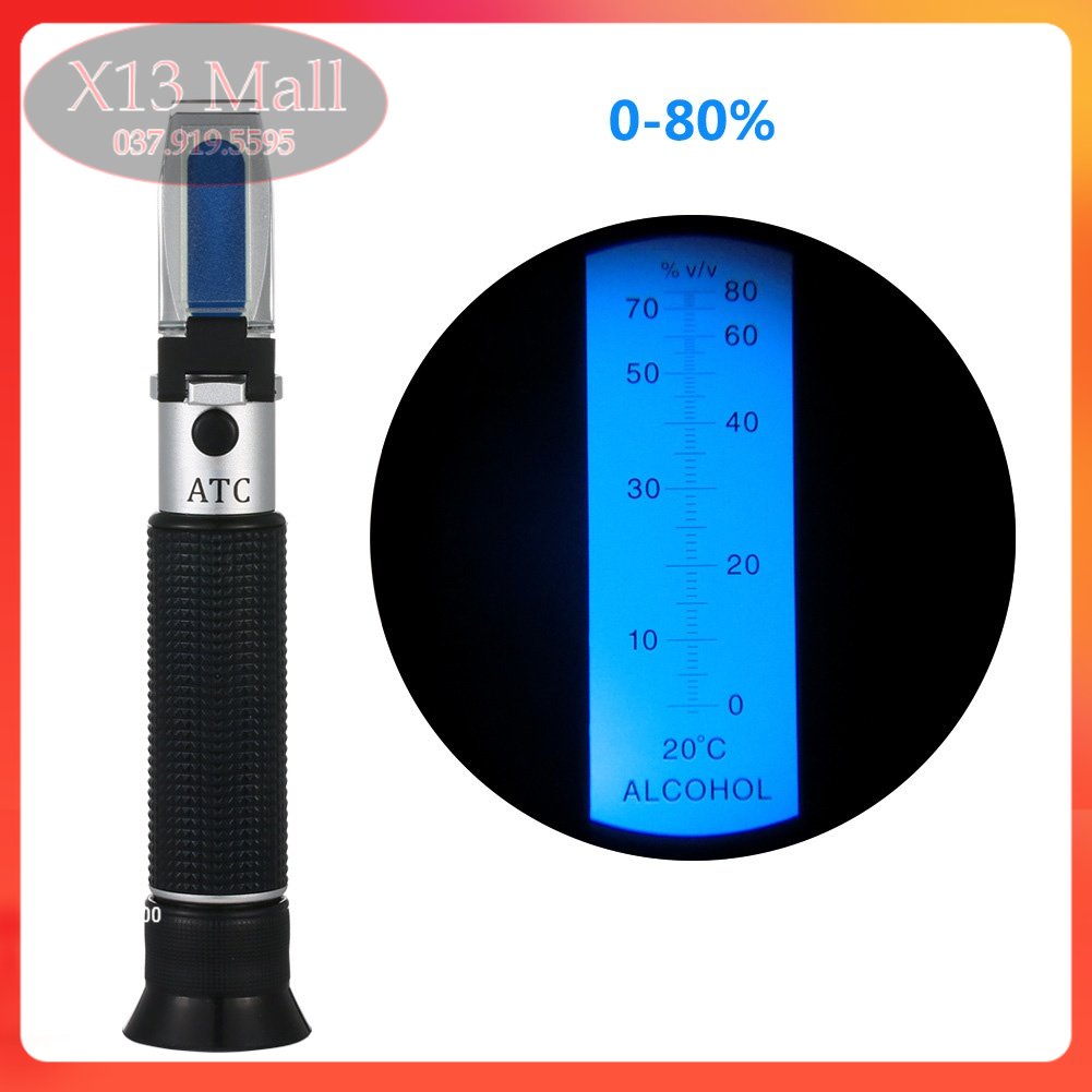 Khúc xạ kế đo nồng độ cồn 0 - 80% ATC trong dung dịch,rượu bia-Máy đo nồng độ cồn