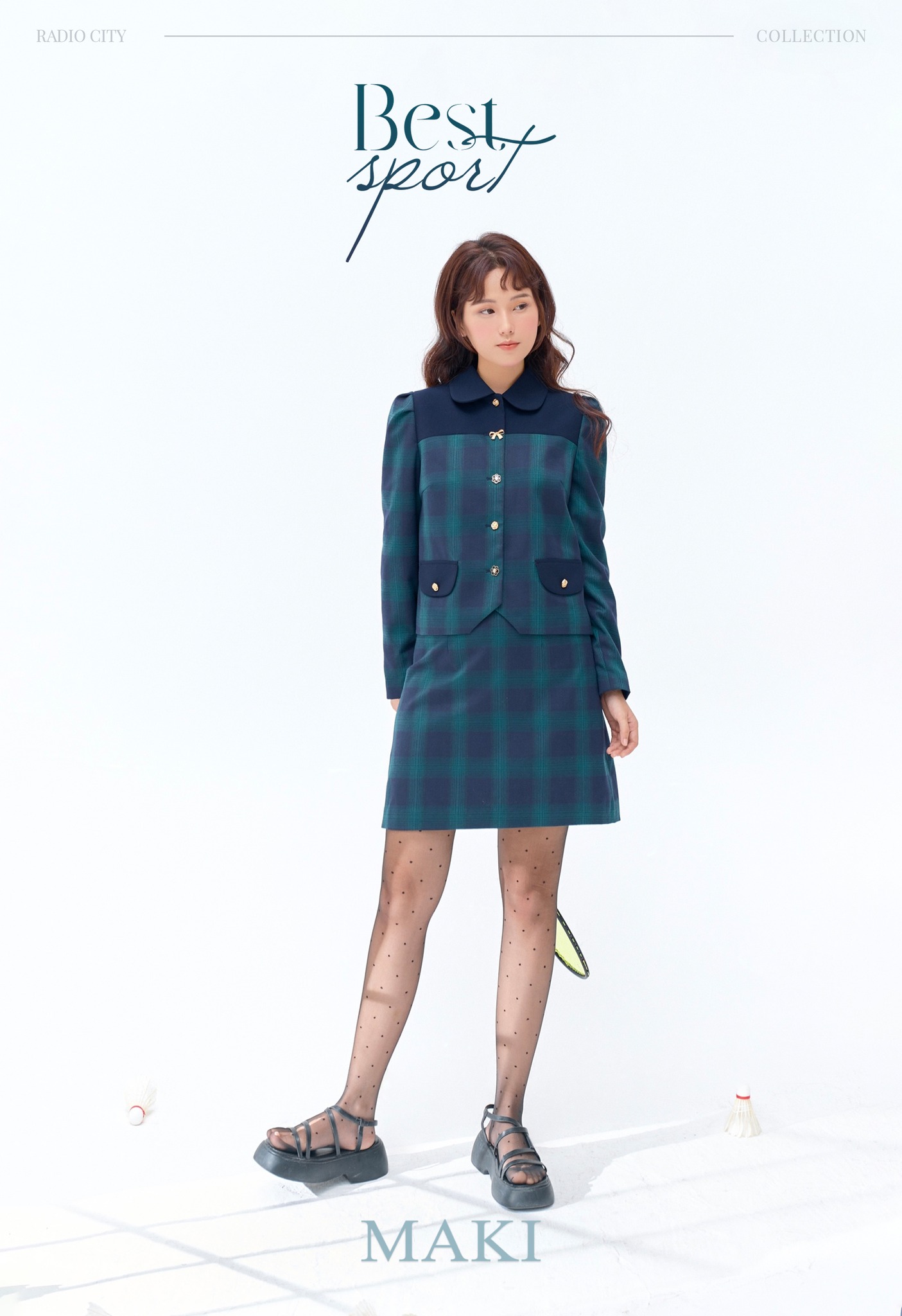 Maki - louisa skirt- chân váy kẻ