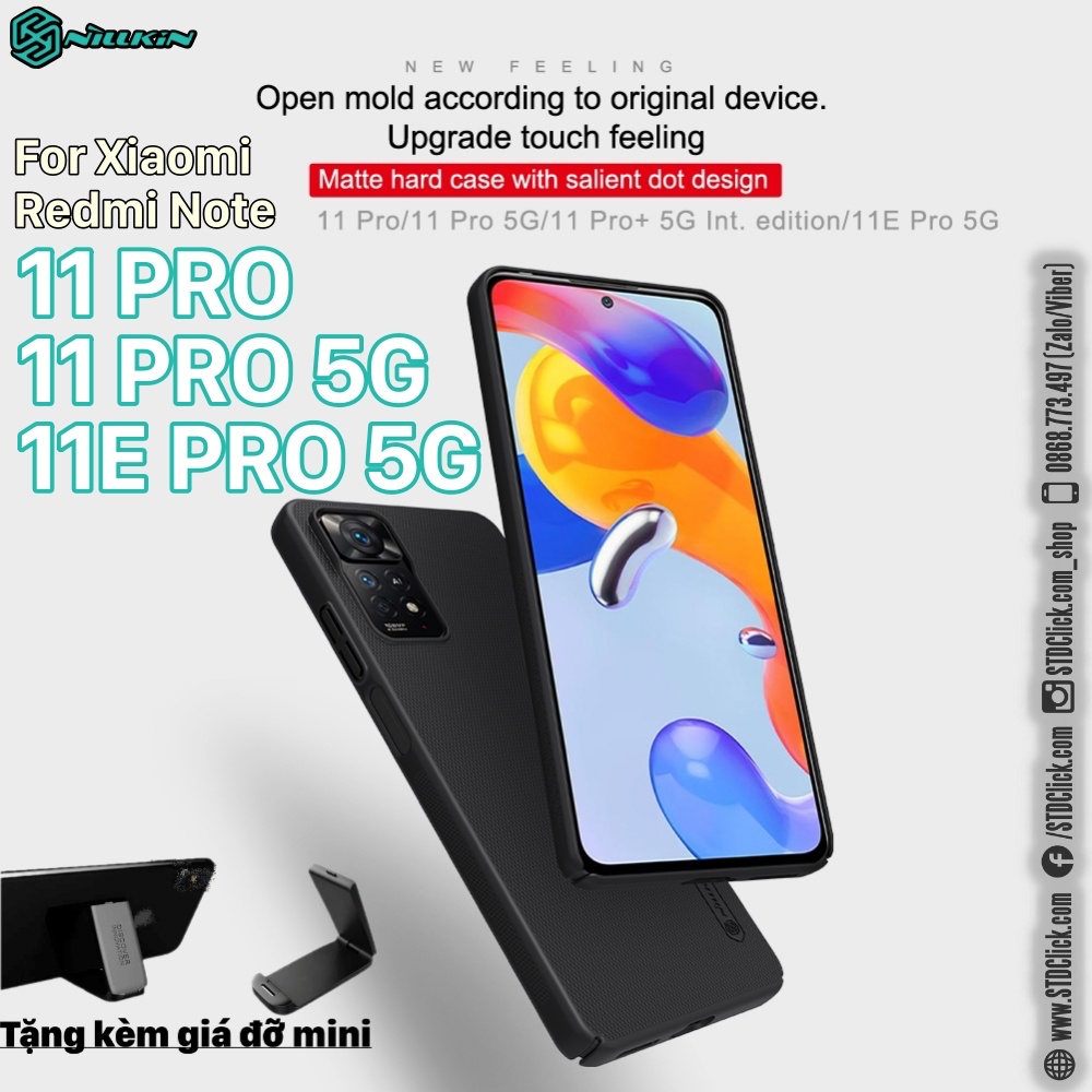 Ốp lưng xiaomi redmi note 11 pro - 11 pro 5g - 11e pro 5g nillkin nhựa cứng sần chính hãng