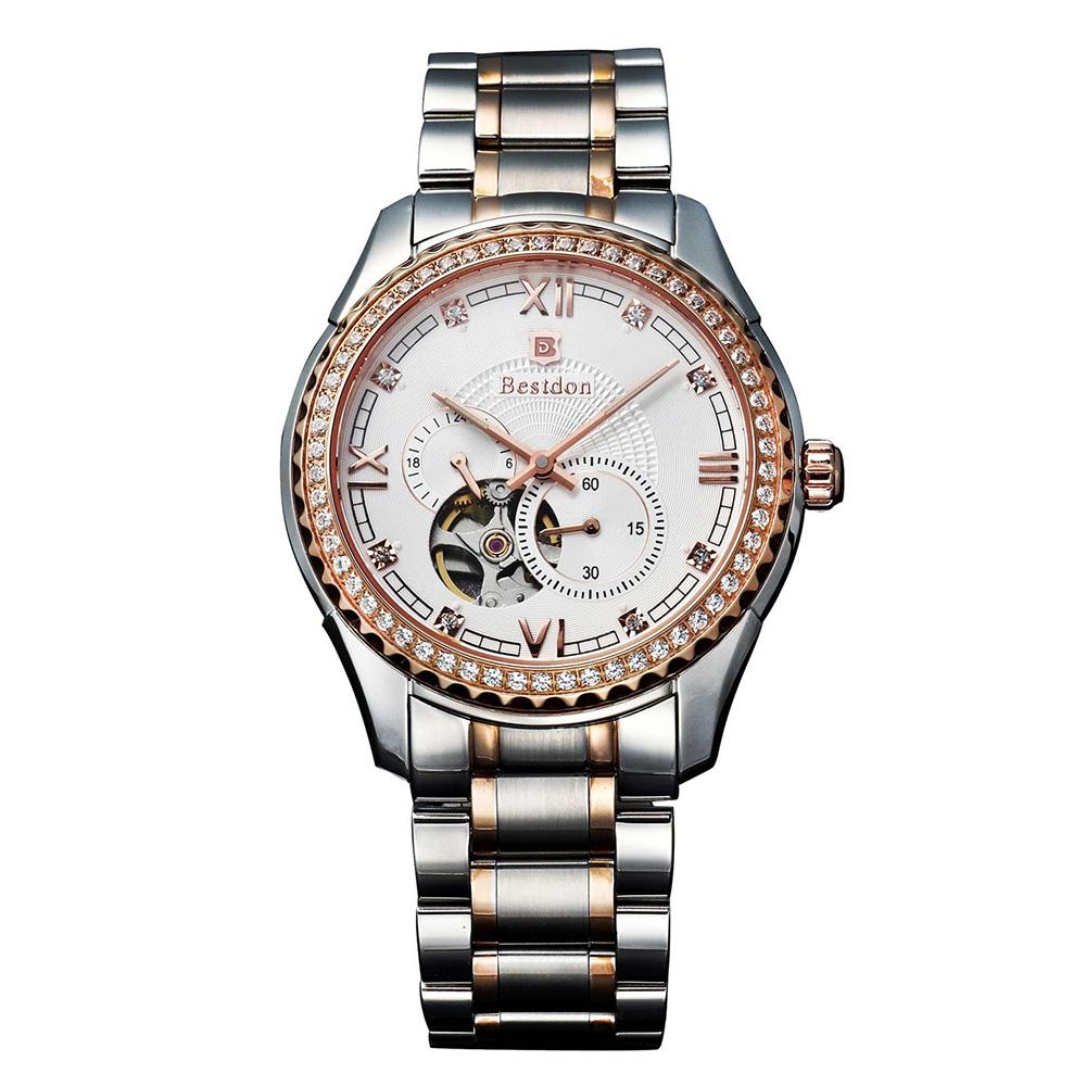 Đồng hồ cơ Automatic nam dây thép không gỉ Bestdon BD7715G (Bạc)