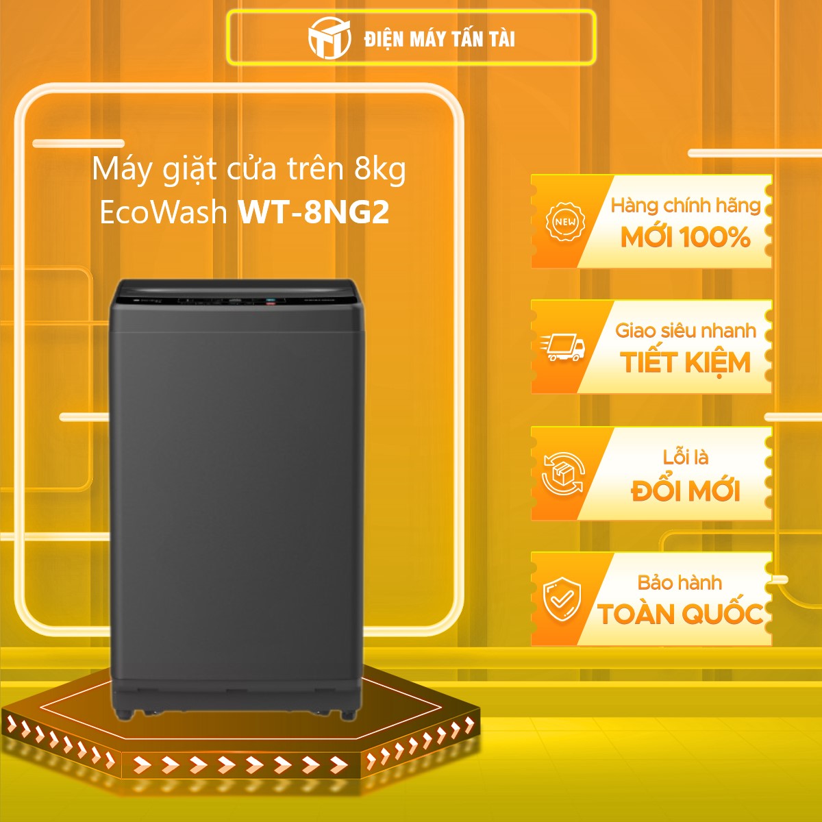 Máy giặt Casper WT-8NG2 8 kg - Cửa trên, Lồng vảy cá, Trắng