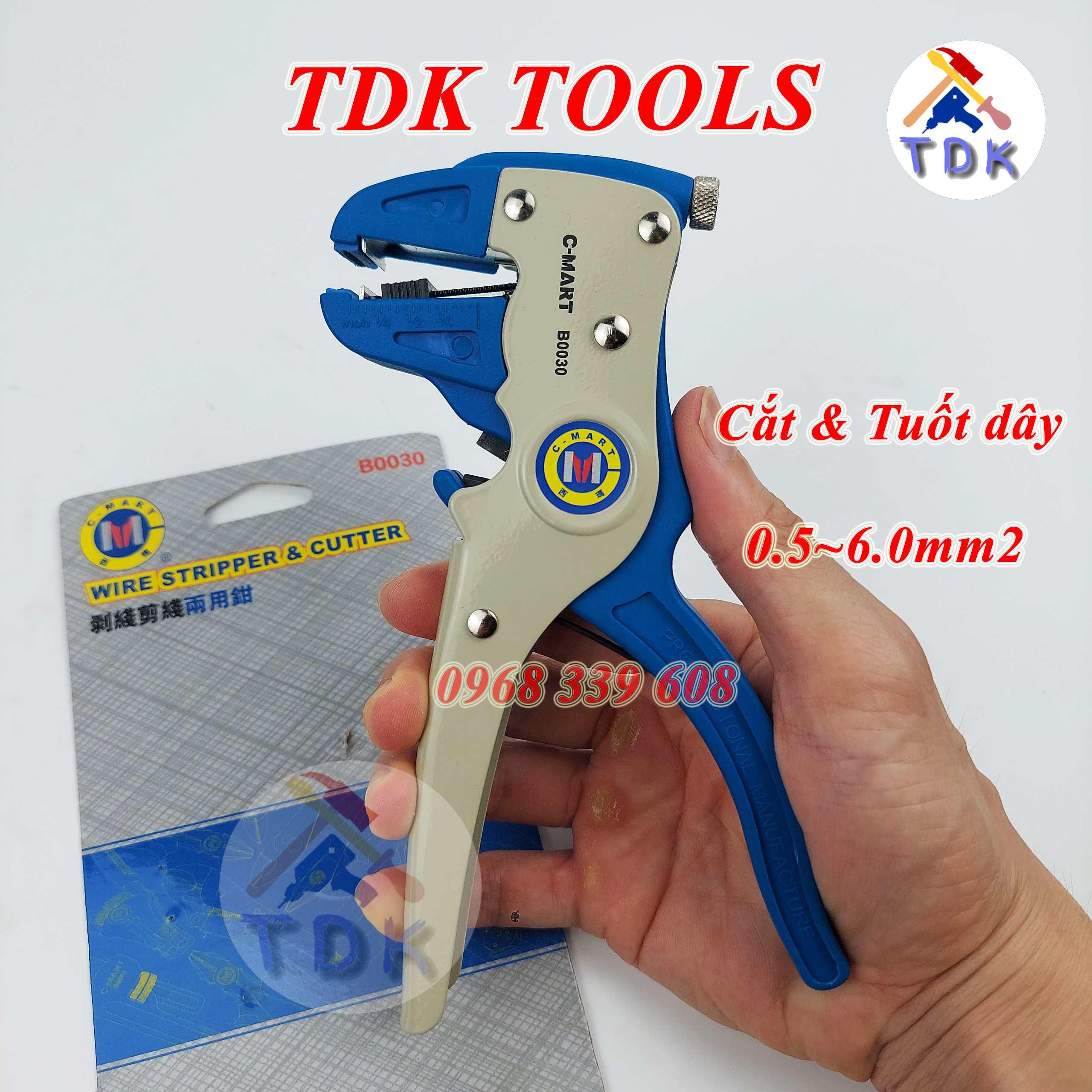 Kìm tuốt dây, kìm cắt dây điện mỏ quạ C-Mart B0030