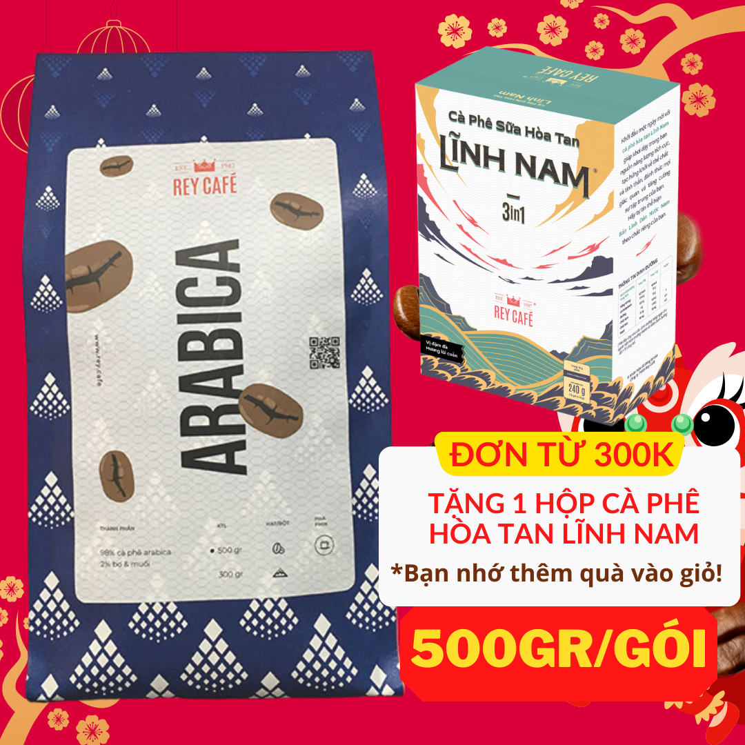 500gr Cà Phê Arabica Rang Bơ Nguyên Chất - Pha Phin - Thương Hiệu Rey Cafe