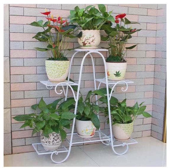 Kệ sắt để cây cảnh, chậu hoa 6 tầng trắng - đen