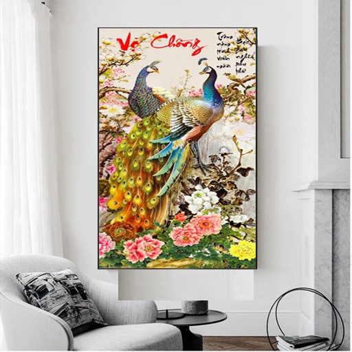 Tranh thêu chữ thập đồng hồ vợ chồng 222889