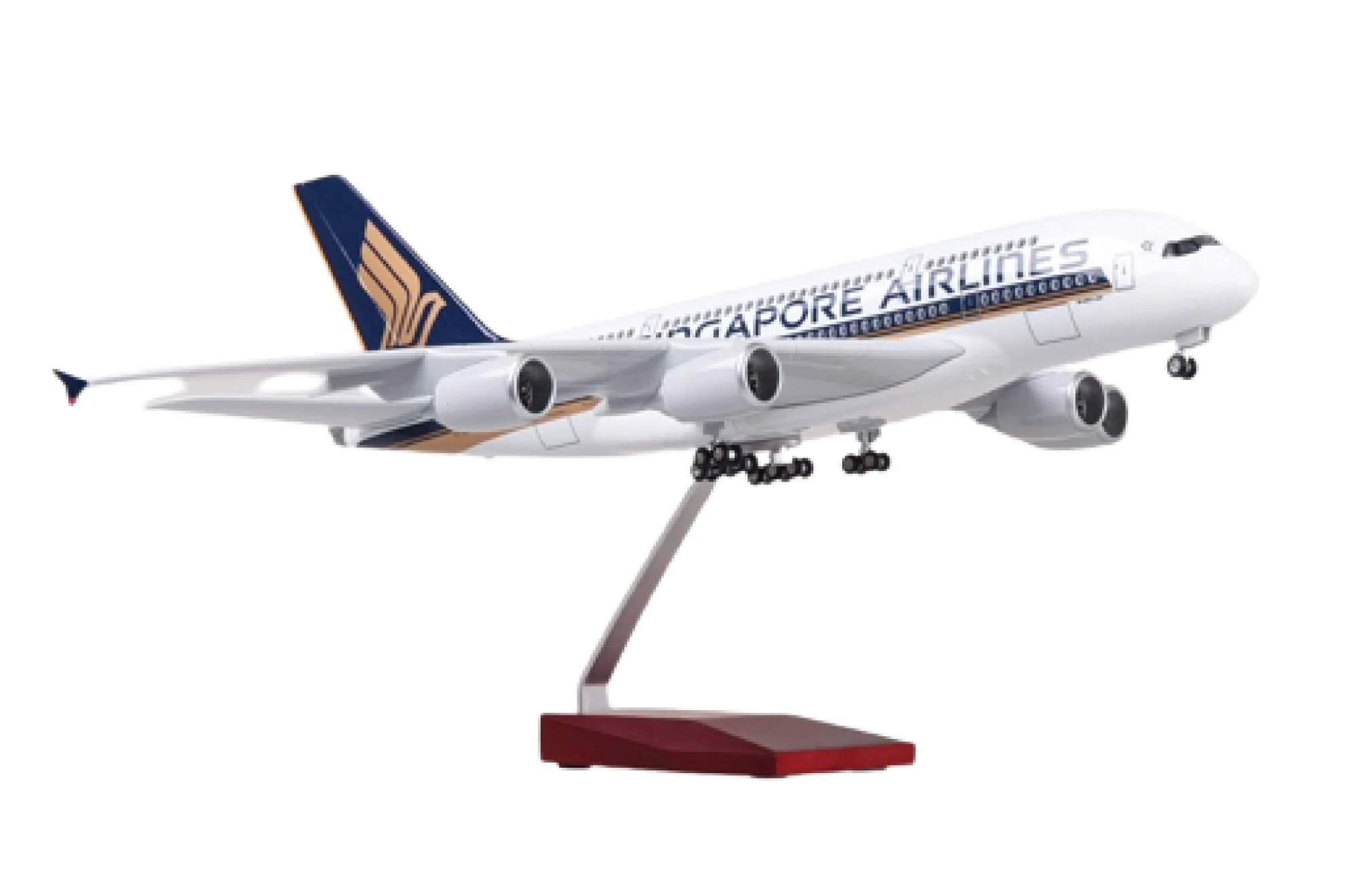 Mô hình máy bay Singapore Airline Airbus A380 47cm 1:130 có đèn led tự động theo tiếng vỗ tay hoặc chạm MB47005