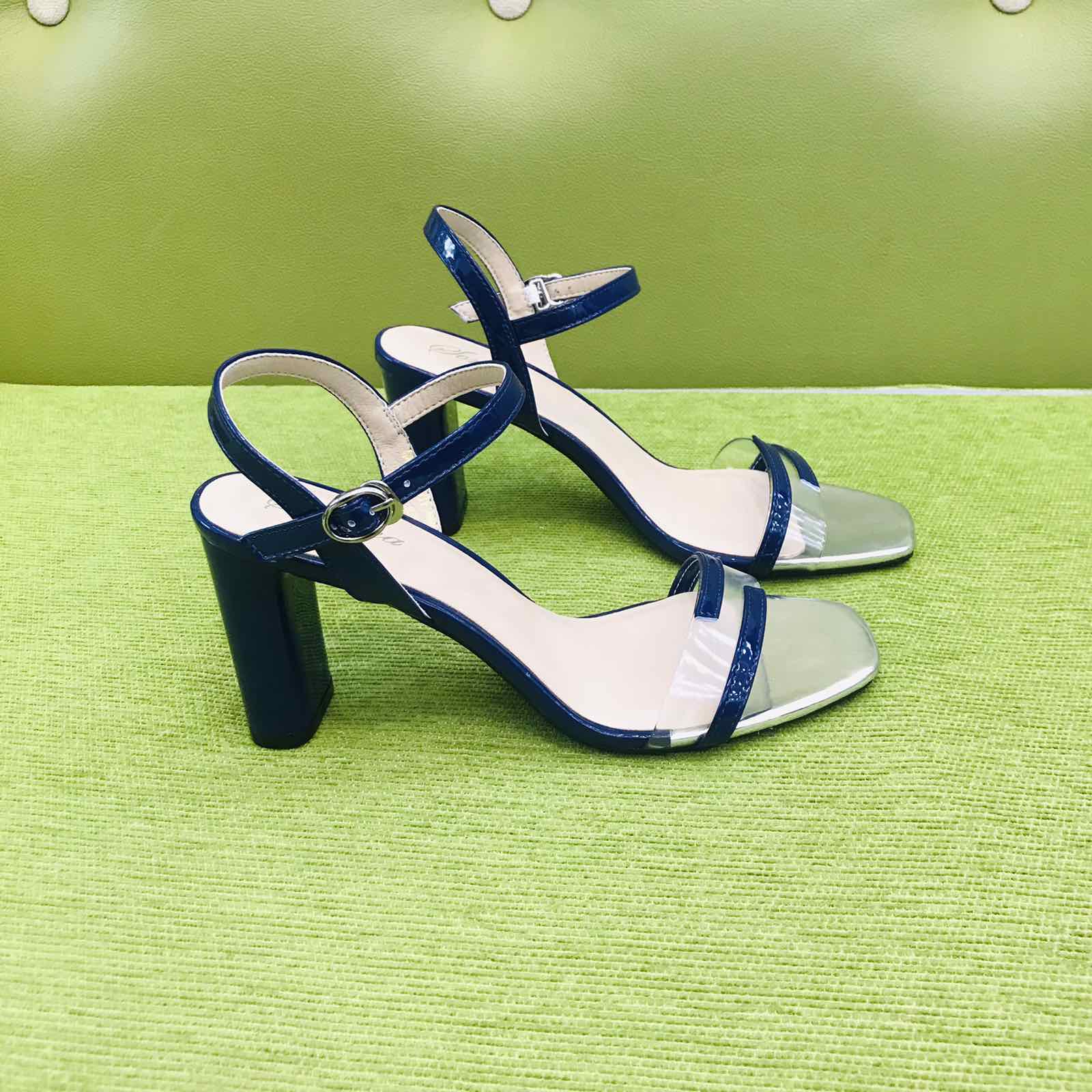 Sandal 7cm quai trong bảng nhỏ phối màu MT925