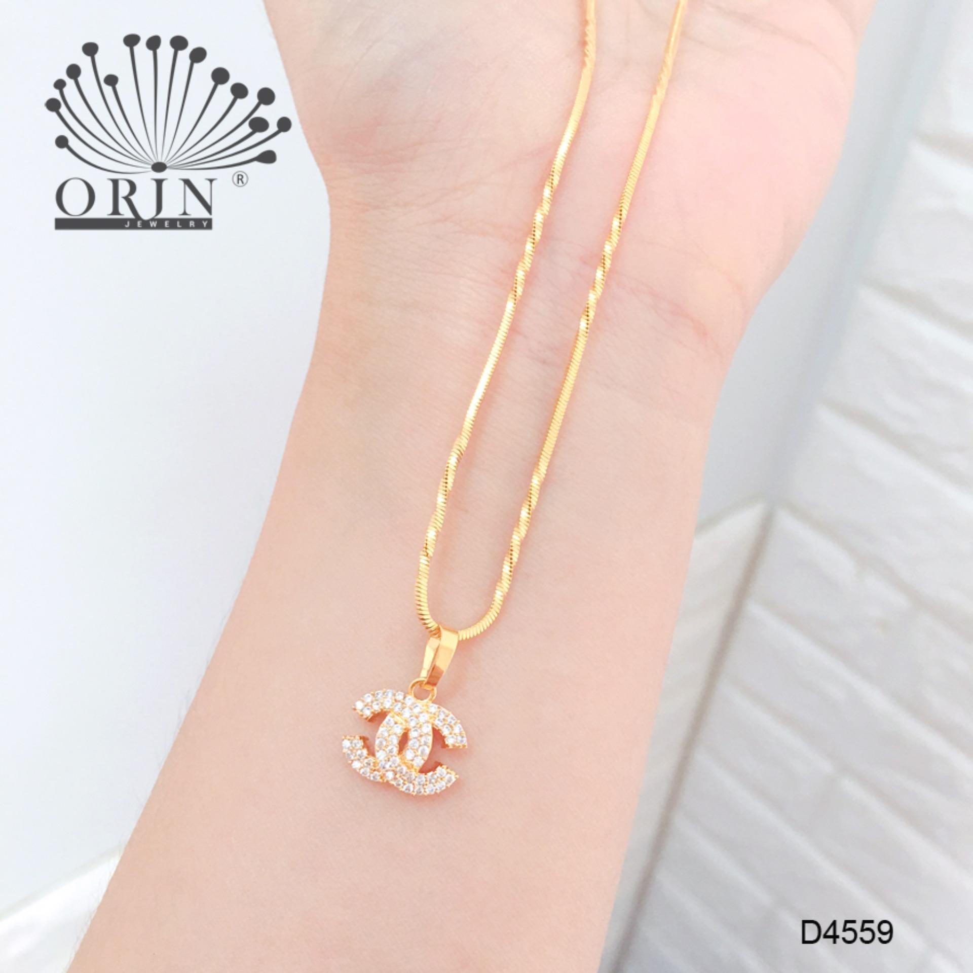 Dây chuyền nữ dạng dây mì xoắn mặt chữ x nhỏ bền màu đính đá thiết kế thời thượng Orin D4559