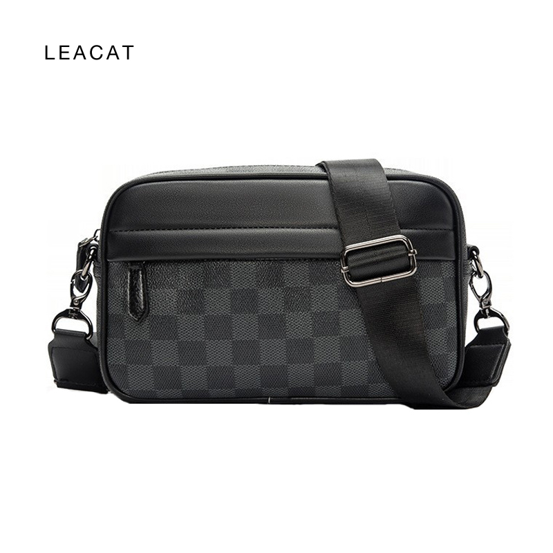 Túi Đeo Vai Nhỏ Leacat Cho Nam, Túi Đeo Chéo Bằng Da Pu Màu Đen, Túi Lưới Đeo Chéo, Túi Đeo Bên Hông Hàn Quốc, Thời Trang Mùa Hè