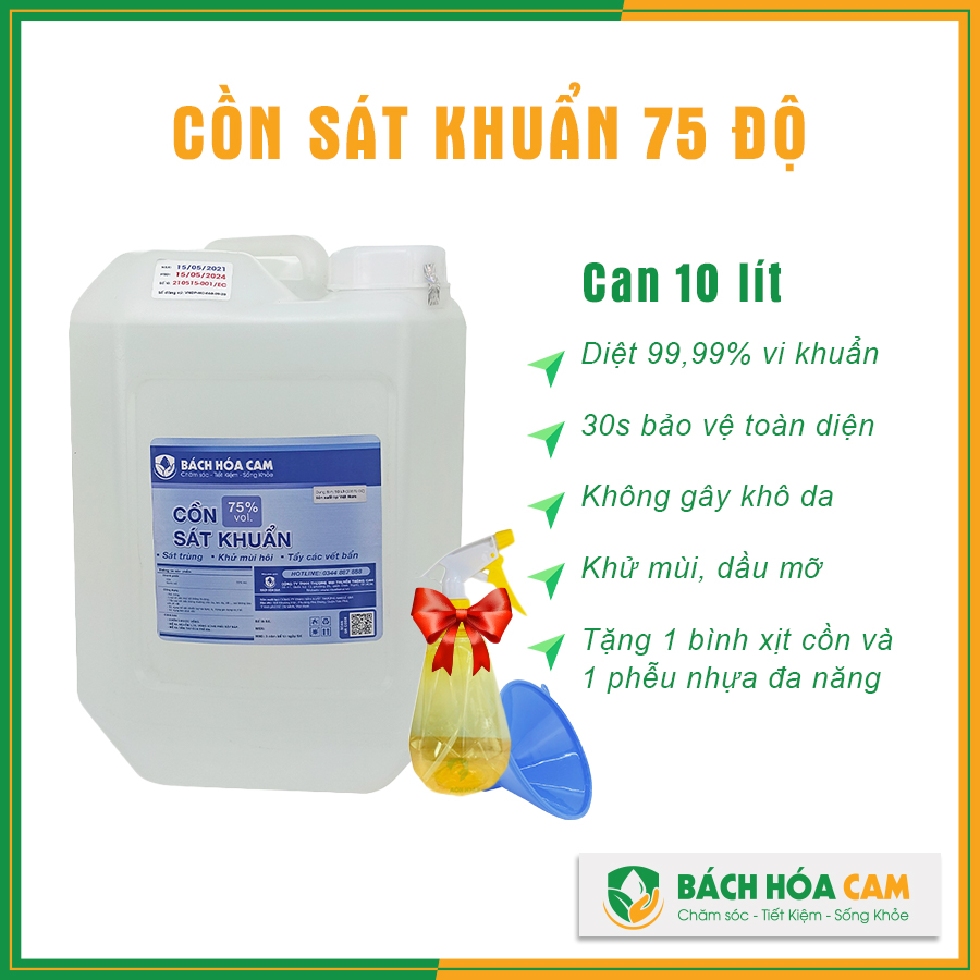 Dung dịch rửa tay sát khuẩn 75, chuẩn y tế, can 10 lít _Bách Hóa Cam_