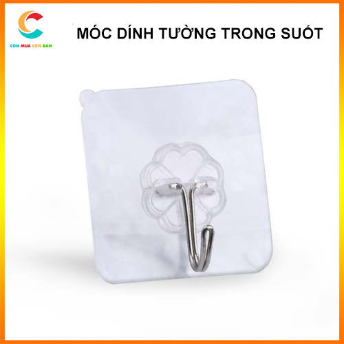 Móc treo dán tường trong suốt - Móc dán tường siêu chắc, siêu dính, chịu lực tốt 6*6 cm. Miếng dính chịu lực thông minh