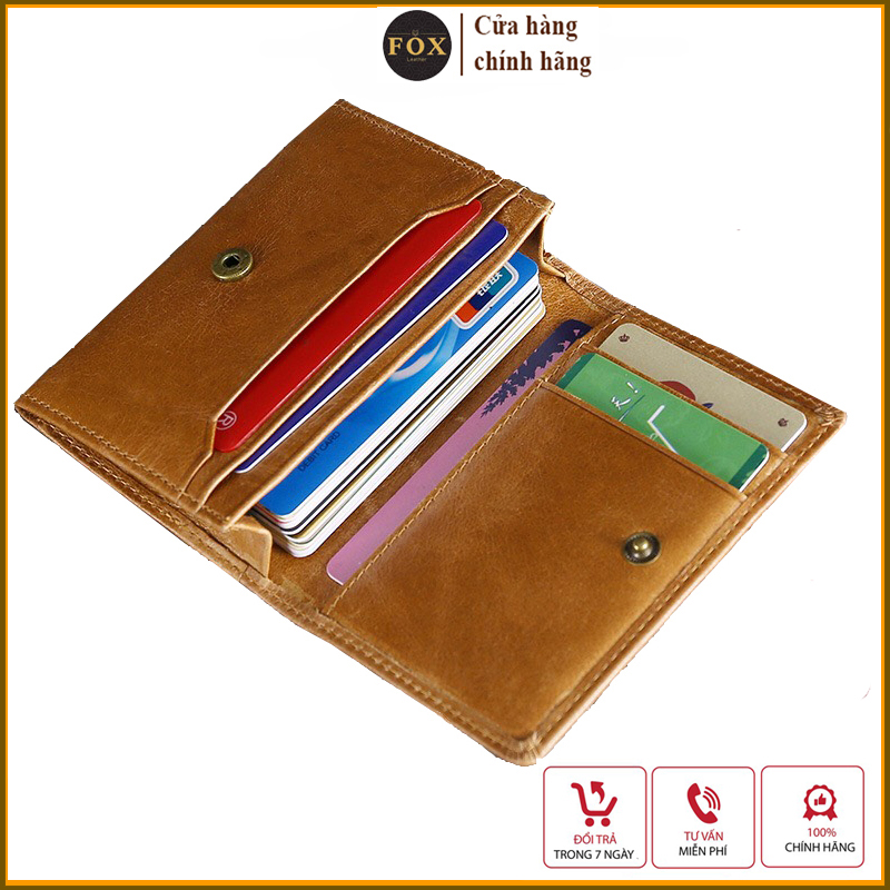 Ví đựng thẻ nam Fox11, ví nam mini da bò thật, Ví đựng giấy giờ name card, bóp nam đựng thẻ nhỏ gọn tiện lợi - Fox Leather