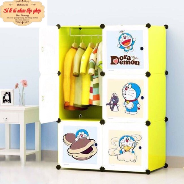 🍃Tủ Nhựa Cho Bé - Tủ Nhựa Quần Áo Lắp Ghép 6 Ô Size 37.47cm. Tặng Kèm 1 Treo Đồ