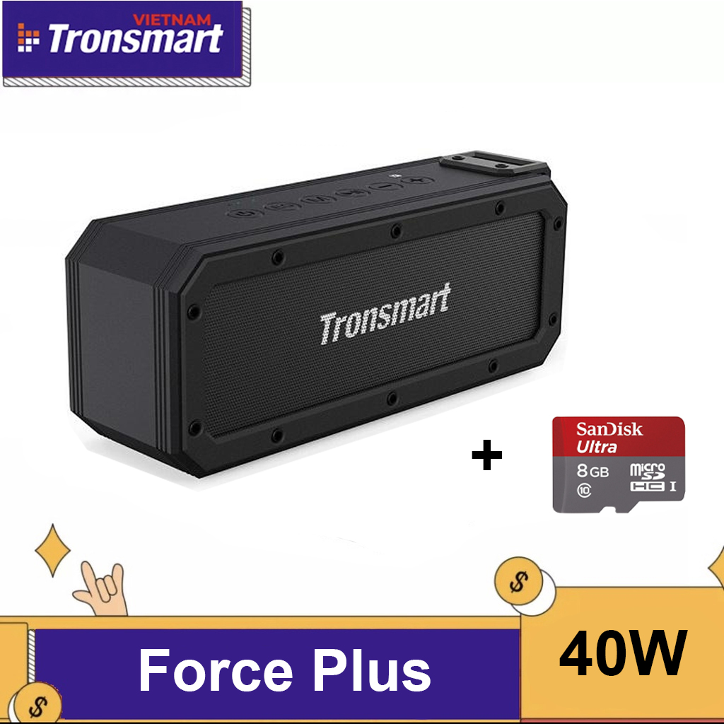 [ TẶNG THẺ 8G ] Loa di động Bluetooth Tronsmart Element Force+ TM 322485 chống nước IPX7, công suất 40W, thời gian nghe nhạc lên tới 15 giờ