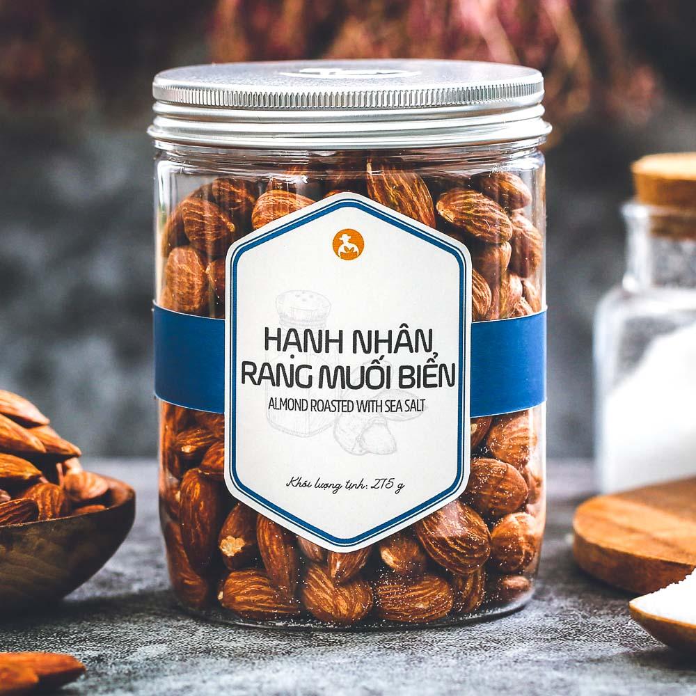 Hạnh nhân rang muối biển L'ANGFARM - Đặc sản Đà Lạt 275g/hũ, mẫu nắp nhôm