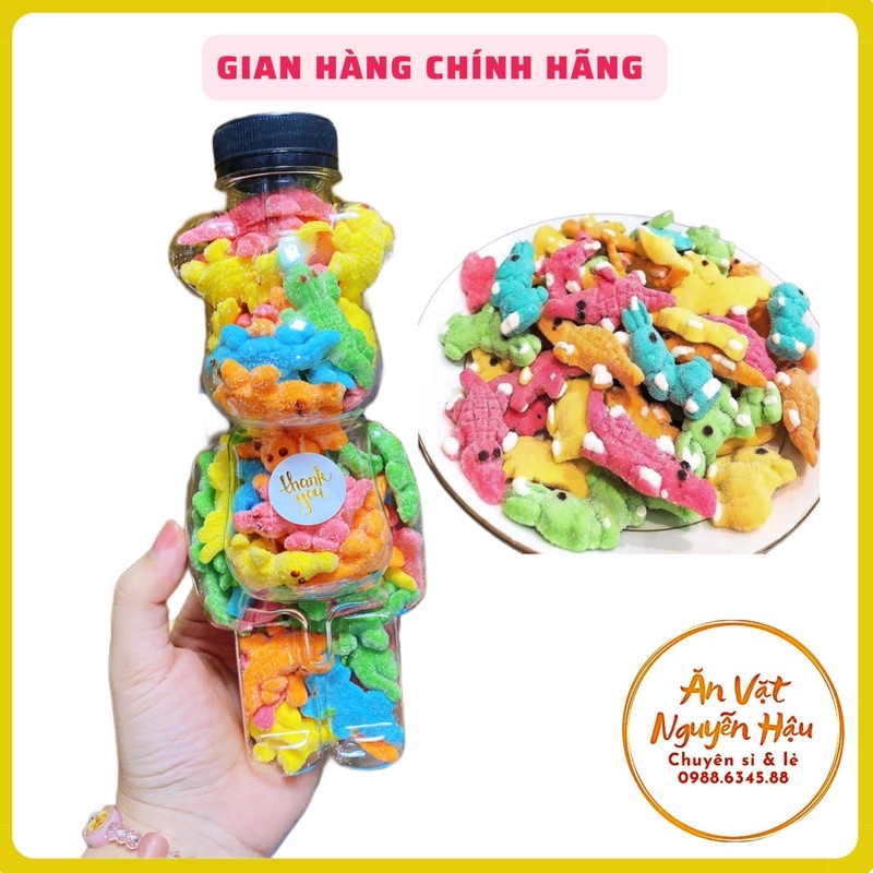Kẹo dẻo cá sấu gấu bearbrick đầy chai 500ml