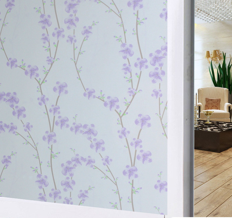 5 mét decal dán kính mờ khổ 45cm rộng có keo - mai tím pk112