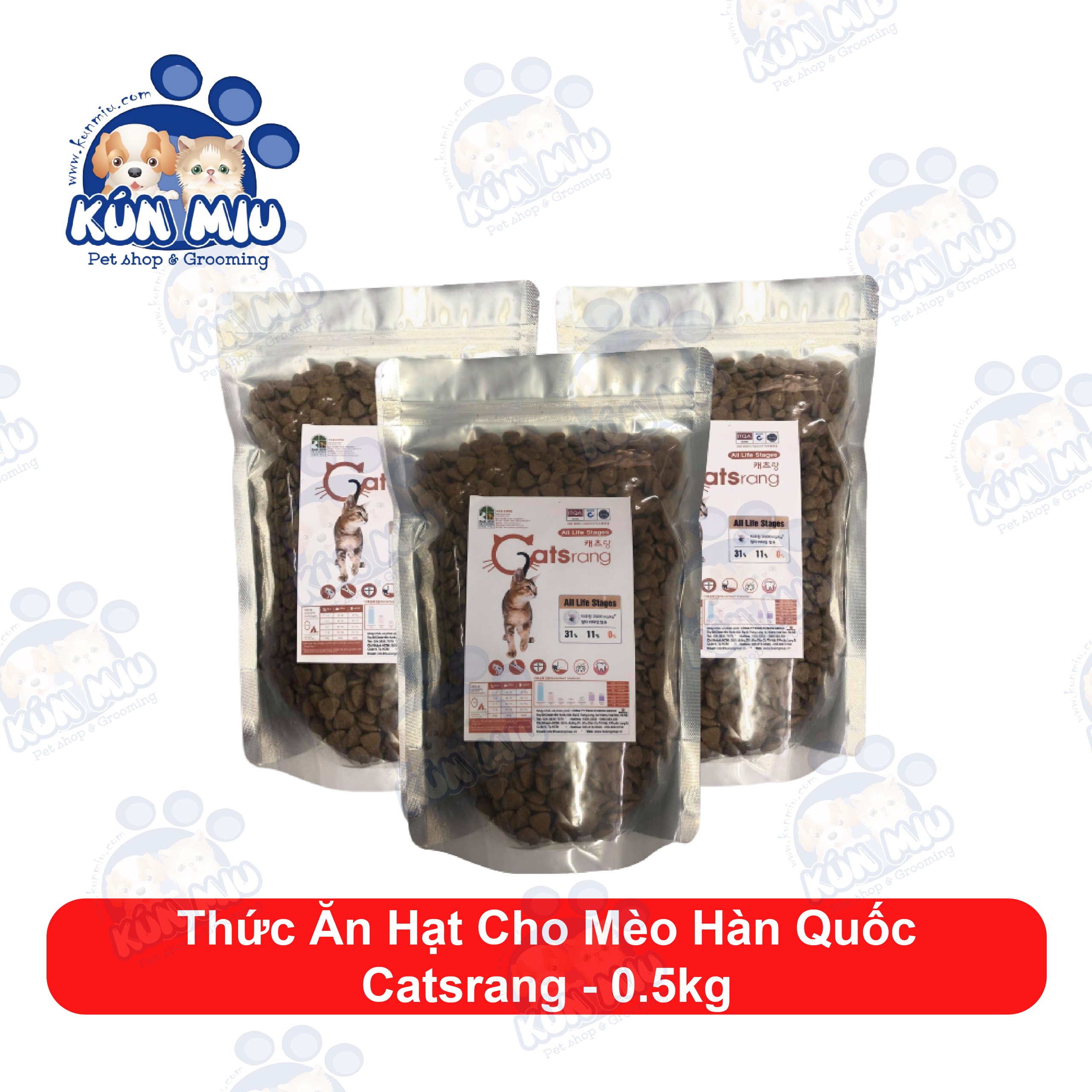 Thức Ăn Hạt Cho Mèo Hàn Quốc Catsrang túi chiết 500gr