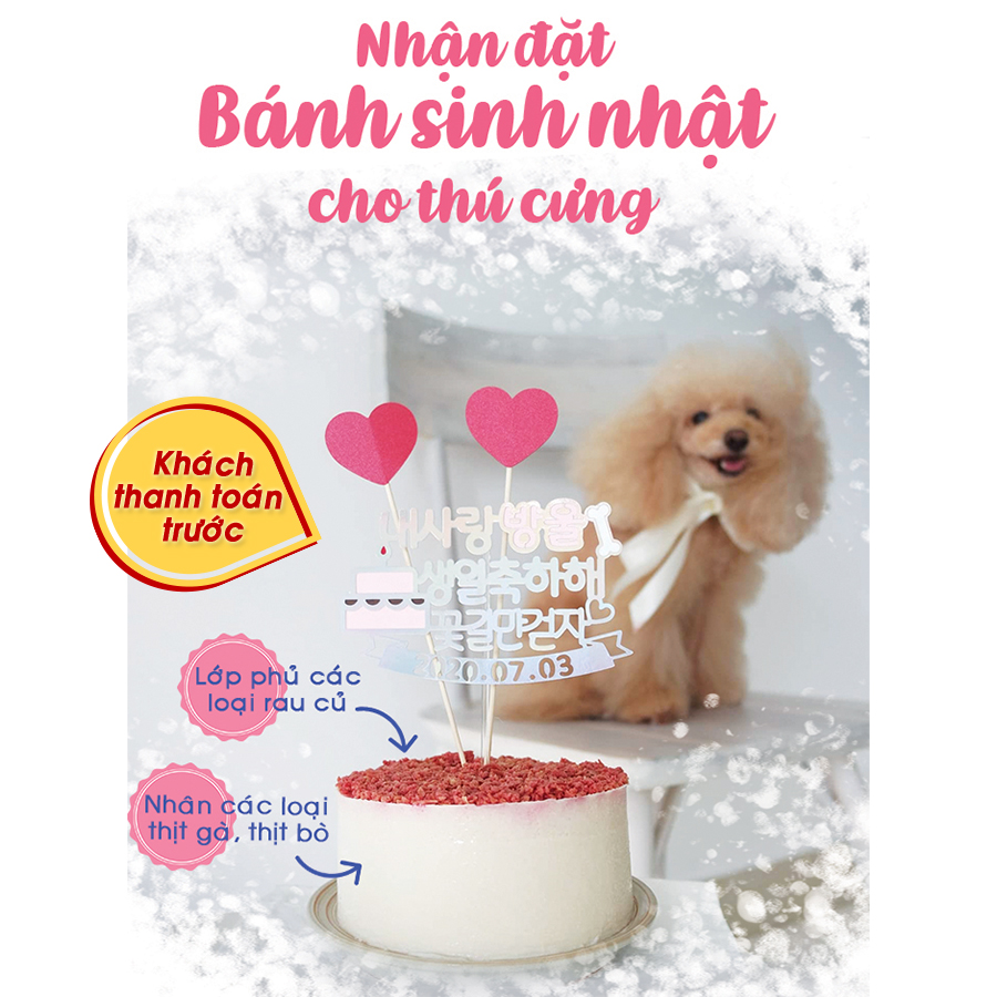 [ORDER TRƯỚC 3 NGÀY] Bánh Sinh Nhật Cho Thú Cưng (Bé Ăn Được) Thịt Rau Củ 100% - Bánh 1KG - [Nông Trại Thú Cưng]