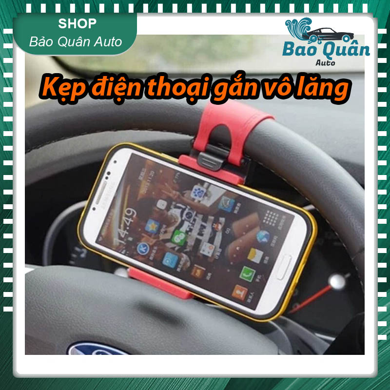 Kẹp điện thoại gắn vô lăng xe hơi ô tô (Dùng cho điện thoại từ 4,8 Inch trở xuống)
