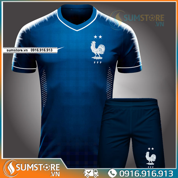   HCM Áo Tuyển Pháp Xanh Độc Lạ Đẹp - Áo Bóng Đá Thun Thái Cao Cấp 2020 