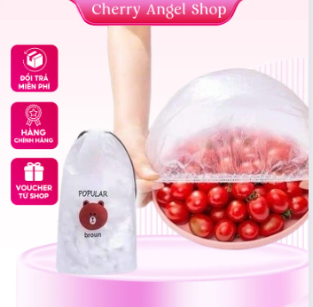 Set 100 màng bọc thực phẩm co giãn hỉnh gấu - màng pe bọc thực phẩm, bảo quản thức ăn