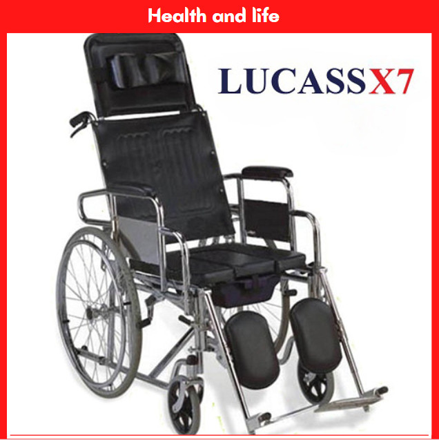 Xe lăn đa năng có bô vệ sinh  + ngả + 2 tay phanh  HDM cho người khuyết tật, người già đi lại khó khăn