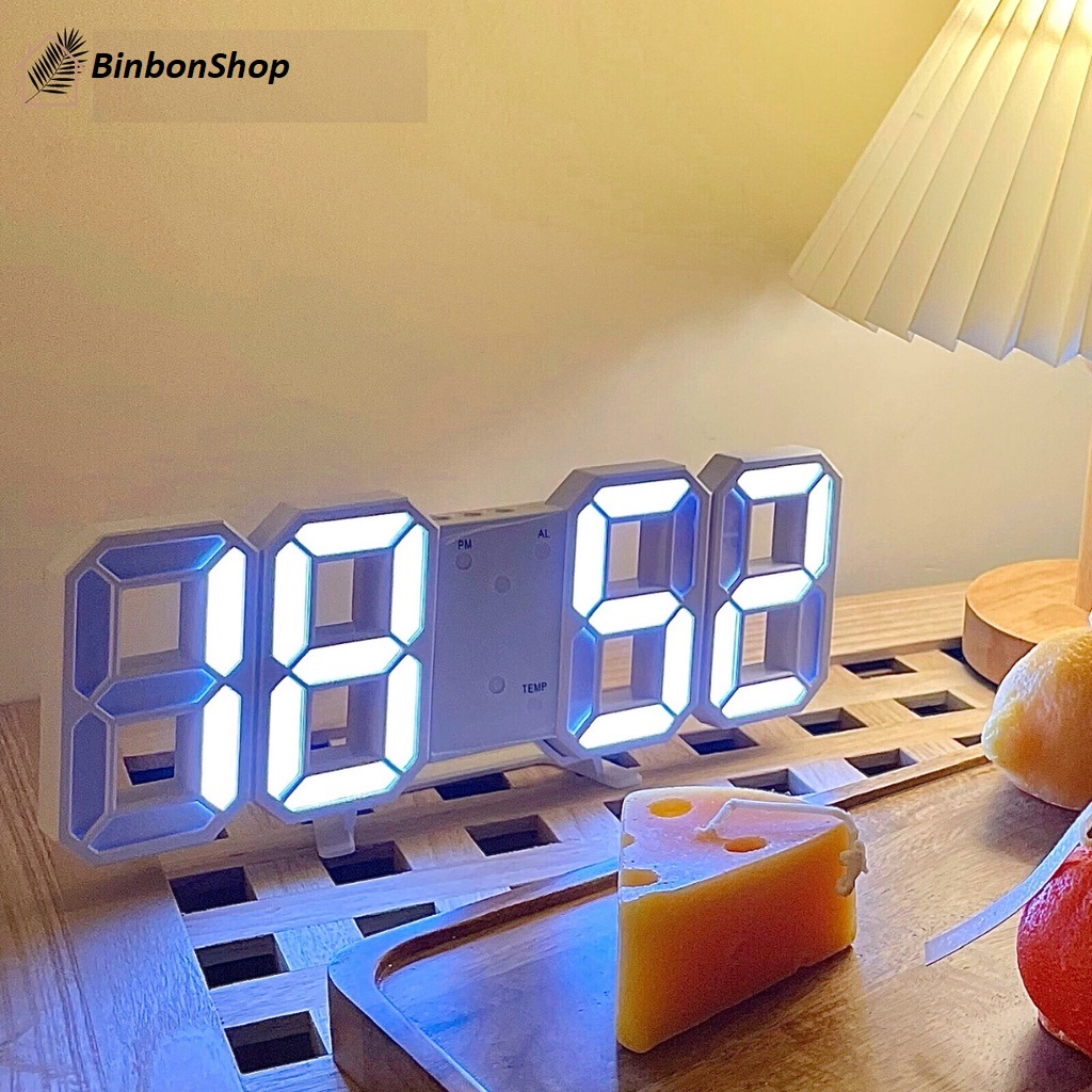 Đồng hồ để bàn hoặc treo tường điện tử 3d - báo thức & đo nhiệt độ
