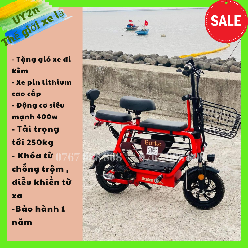 Xe Điện Burke [ TẶNG KÈM GIỎ XE  ] - Khóa Từ Chống Trộm đủ dung lượng pin - xe điện gấp gọn Burke - xe điện hotgirl