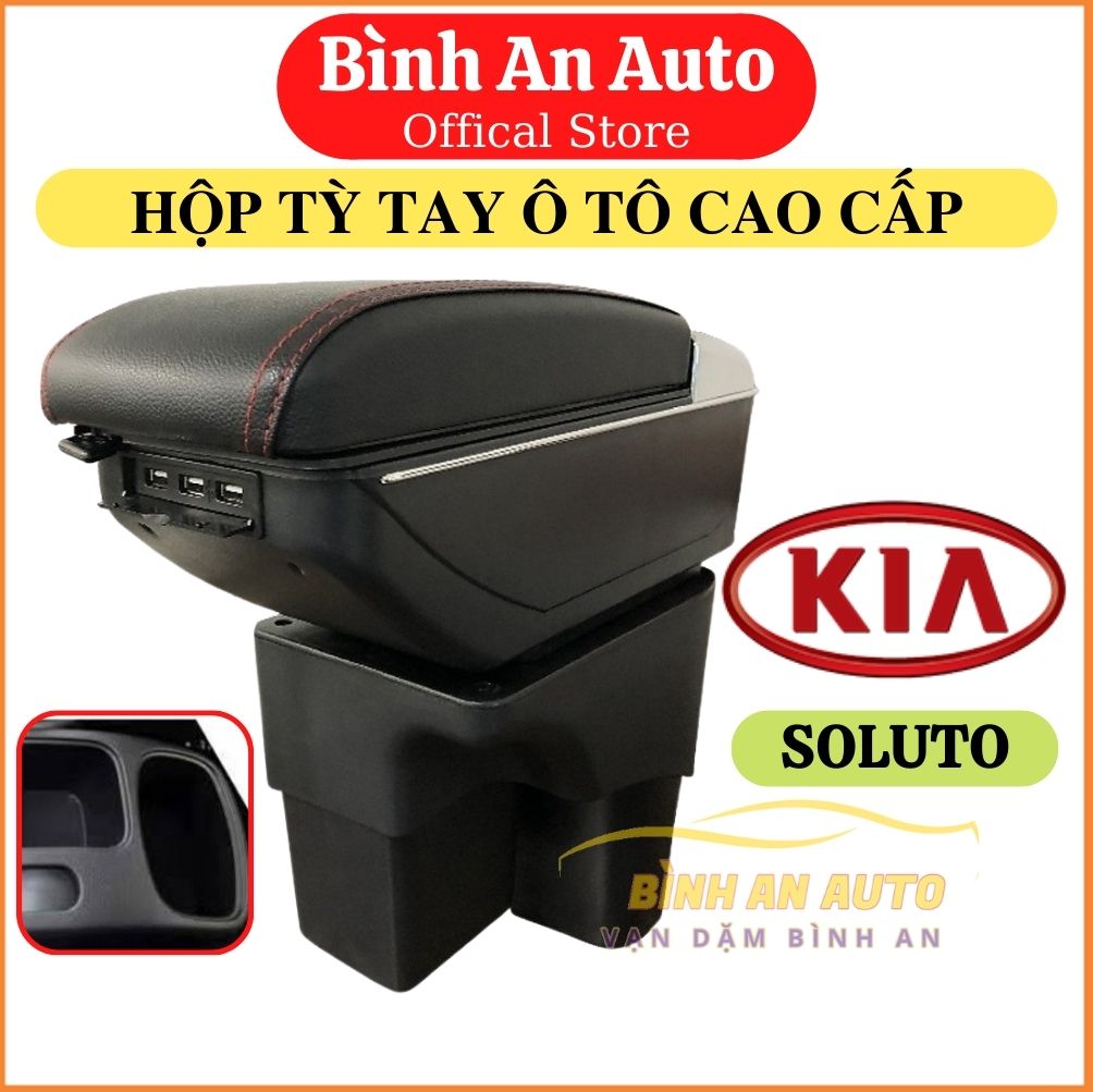 Hộp tỳ tay xe KIA SOLUTO cao cấp tích hợp cổng sạc USB