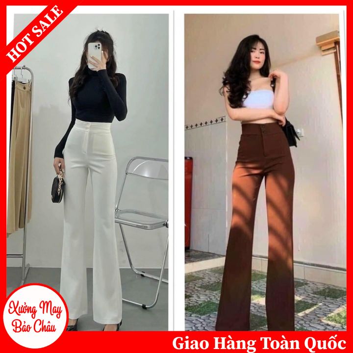 Quần ống loe nữ lưng cao quần ống loe siêu xinh chất đẹp