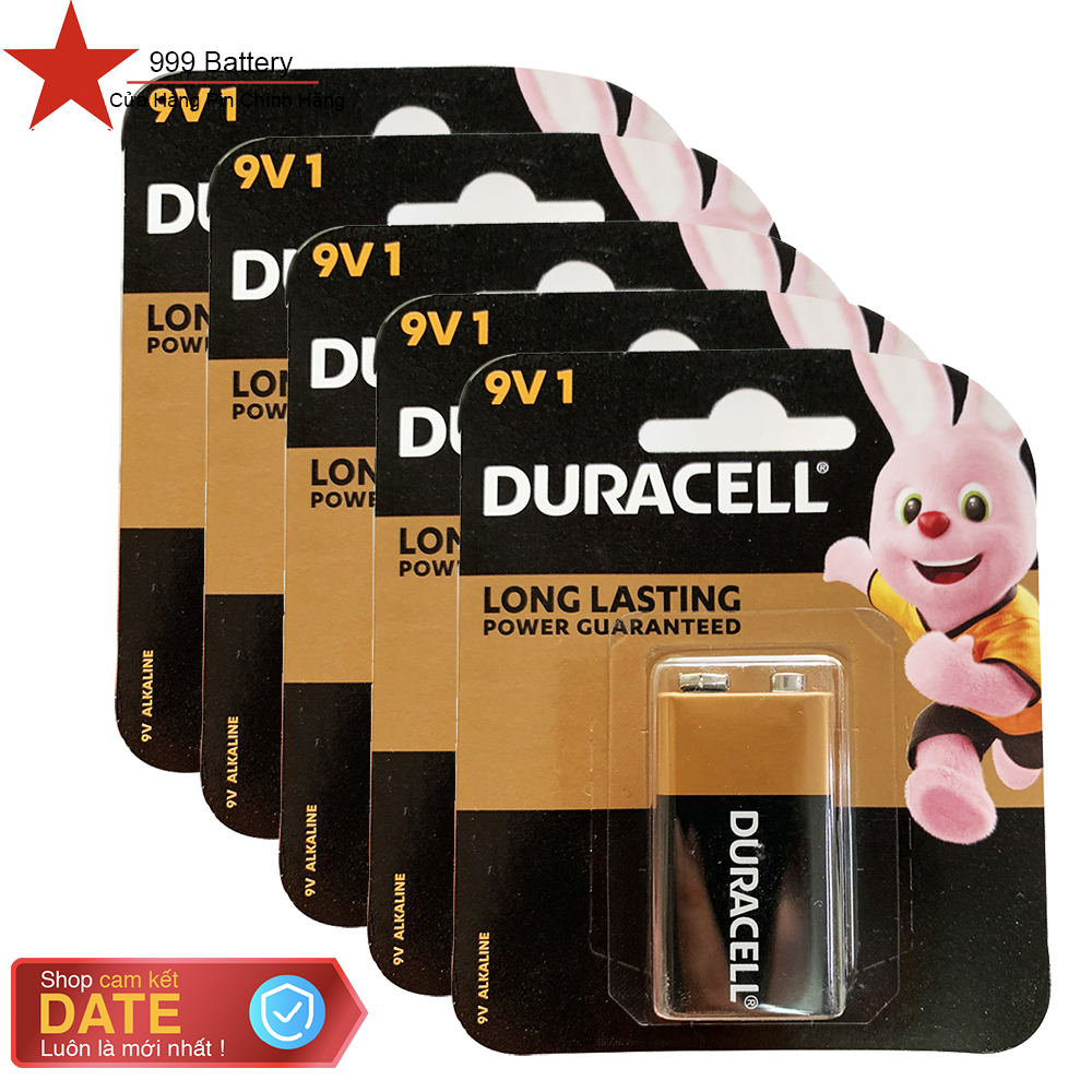Combo 5 vỉ pin 9V, pin vuông Duracell Alkaline