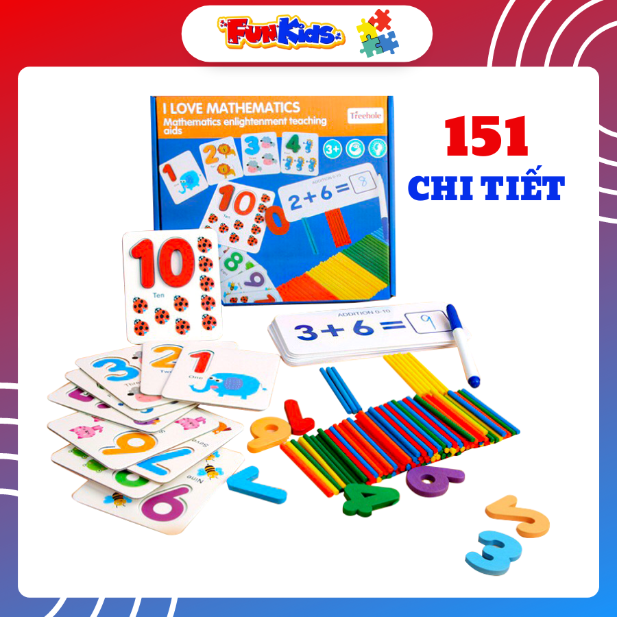 Đồ chơi trẻ em bộ học cụ toán 151 chi tiết giúp trẻ từ 3 tuổi trở lên nhận biết số và lượng, phép tính, làm toán và tư duy toán học