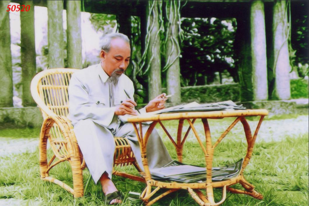 Tranh dán tường PP KIM SA nổi bật/ ĐÃ Tích hợp keo dán/ Bác Hồ kính yêu