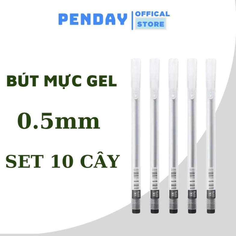 Bút gel màu đen / xanh / đỏ - set 10c ngòi 0.5mm - bút gel mực đen cute - bút bi nước - penday store