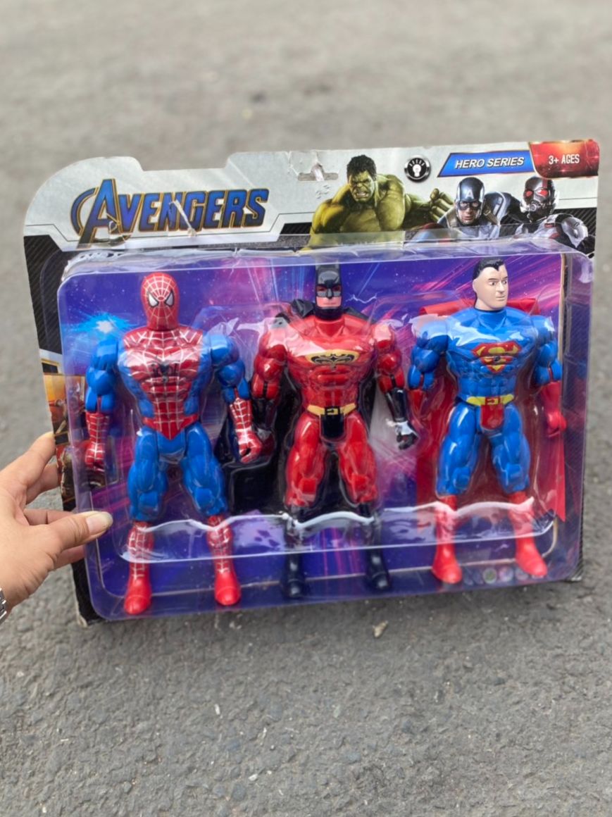 Vỉ đồ chơi 3 siêu anh hùng Super Heroes dùng pin có đèn - Đồ chơi Siêu Nhân