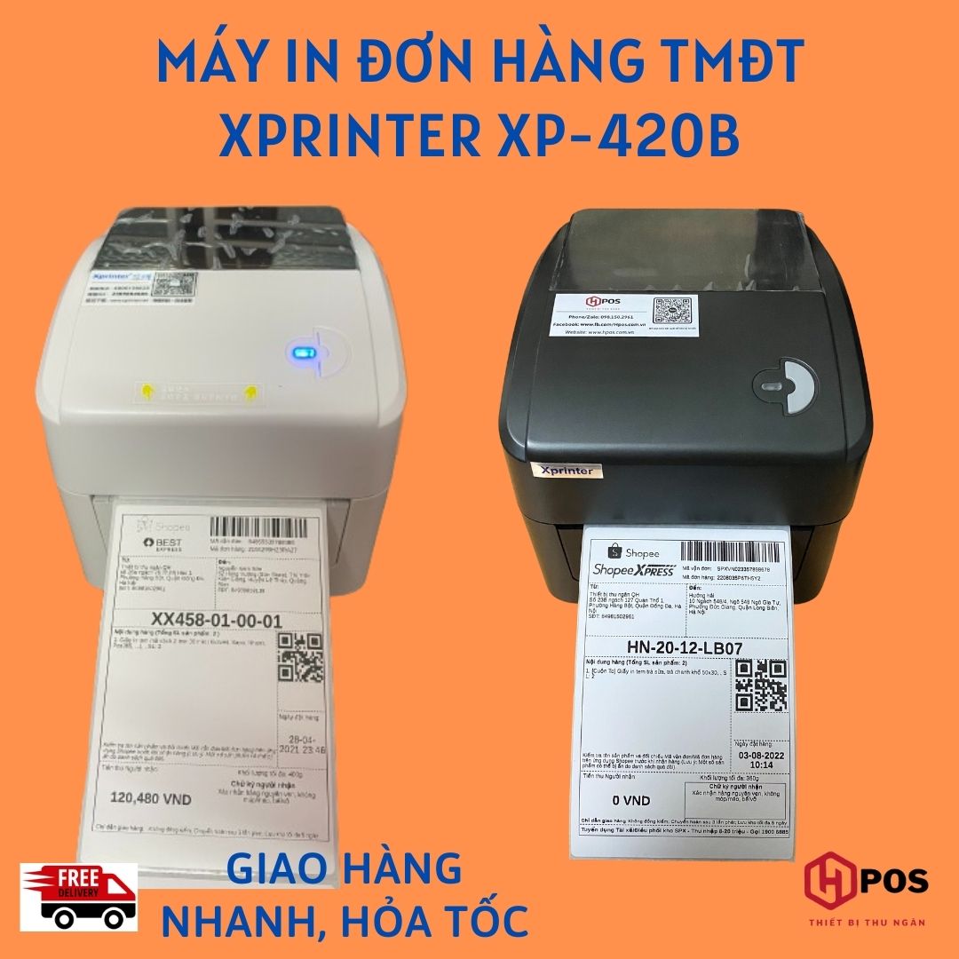 Máy in đơn hàng, in tem, mã vận đơn xp-420b usb