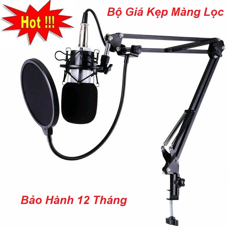 Giá Đỡ Kẹp Micro, Chân Kẹp Bàn, Màng Lọc 2 Lớp xoay 360 Độ, Chuyên Dùng Cho Micro Thu Âm Livestream - Giá Kẹp Mic Đa Năng