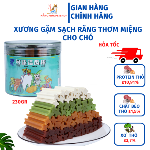 Xương gặm làm sạch răng cho chó 4 hương vị hộp lớn 230gr