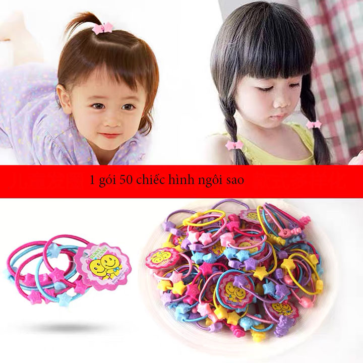 Sét 50 dây chun buộc tóc cho bé gái-Hình sao nhiều mầu - giá SIÊU RẺ
