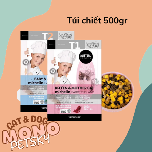 Túi chiết - Hạt Cho Mèo Cao Cấp Mister Donut Topping thịt trứng cá